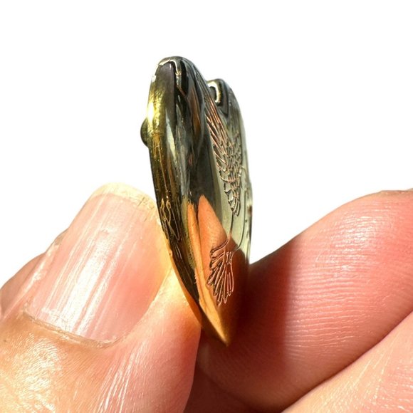 Variety Club Vintage Brooch / Pin Gold Tone - Heart with Dove & Heart - Picture 3 of 3